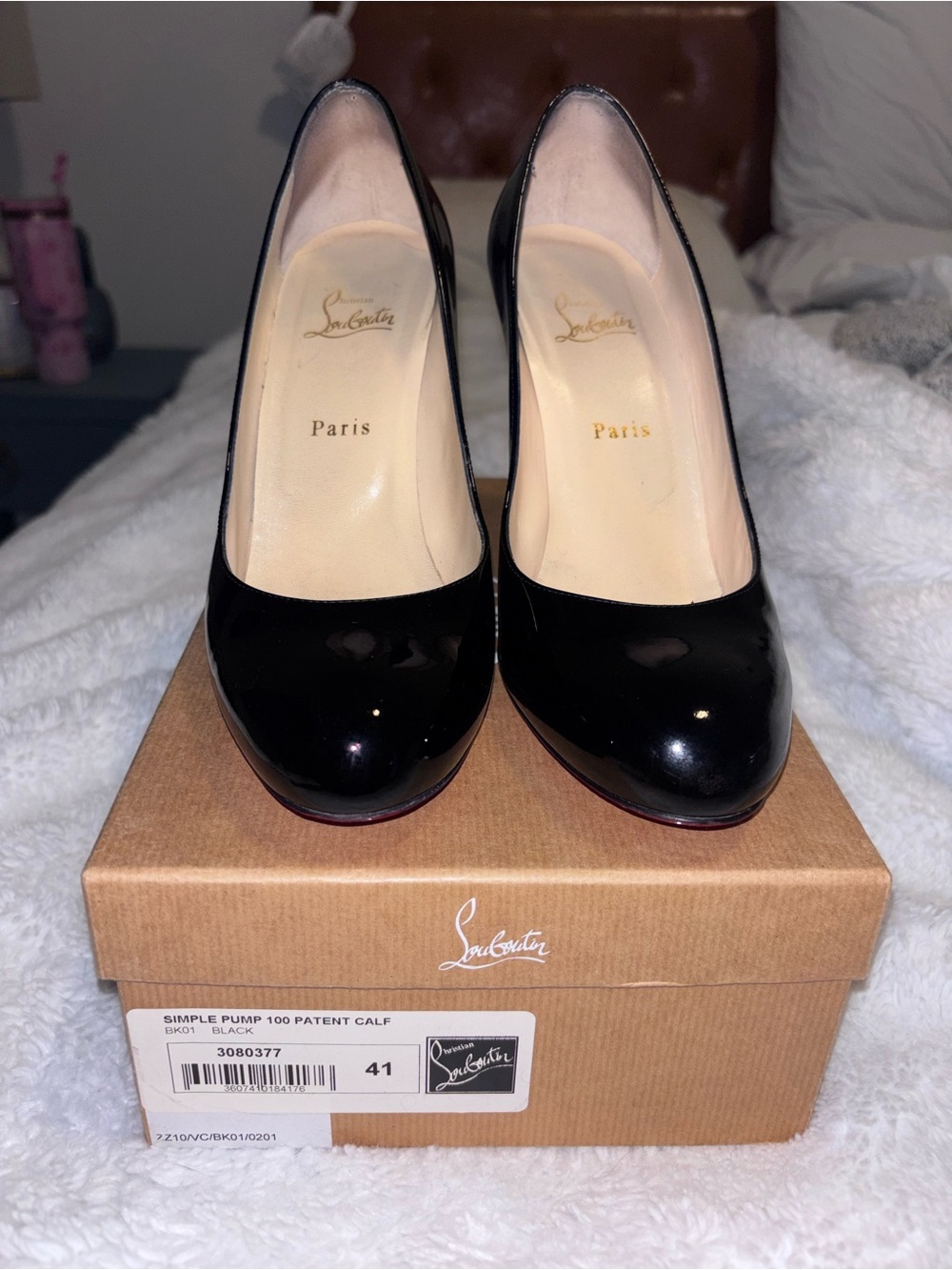 Christian Louboutin Black Patent Simple Pump Heels